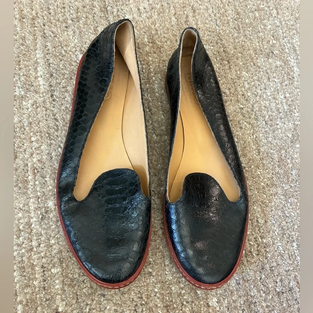 MM6 Maison Margiela Women’s Snakeskin Loafers in Black US 6.5 EU 37 Quiet Luxury